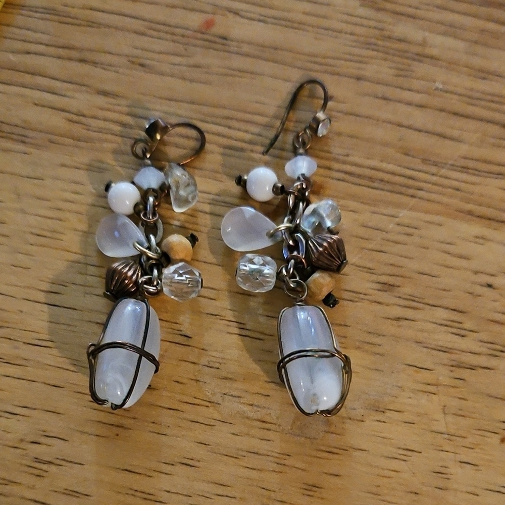 Elegant White Beaded Earrings